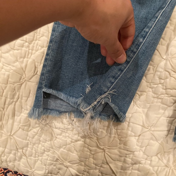 MOTHER Blue Frayed Hem Jeans - Picture 4 of 7